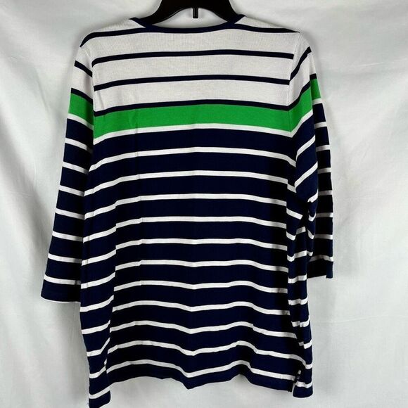 Allison Daley Stripe 3/4 Sleeve Blouse 2X - Picture 2 of 10